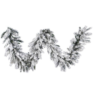 9' x 12" Artificial Flocked Alaskan Pine Garland 1