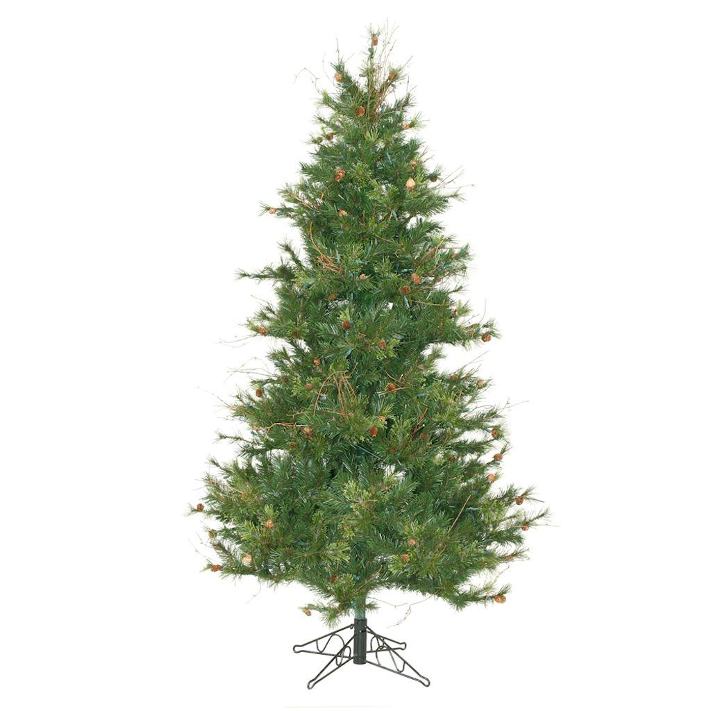 6.5' x 47" Artificial Slim Mixed Country Pine with Pine Cones and Grapevines 1
