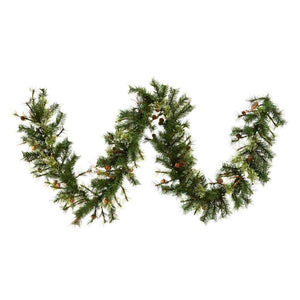 9' x 12" Artificial Mixed Country Pine Garland with Pine Cones and Grapevines 1