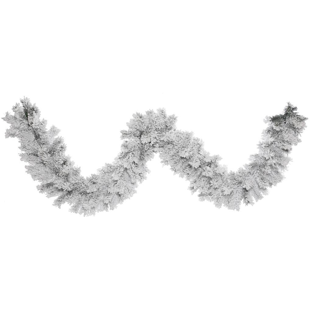 9' x 16" Artificial Flocked Alaskan Pine Garland 1