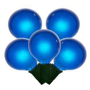 15 Light 15' Green Wire G50 Blue Satin String with 12" Spacing 1