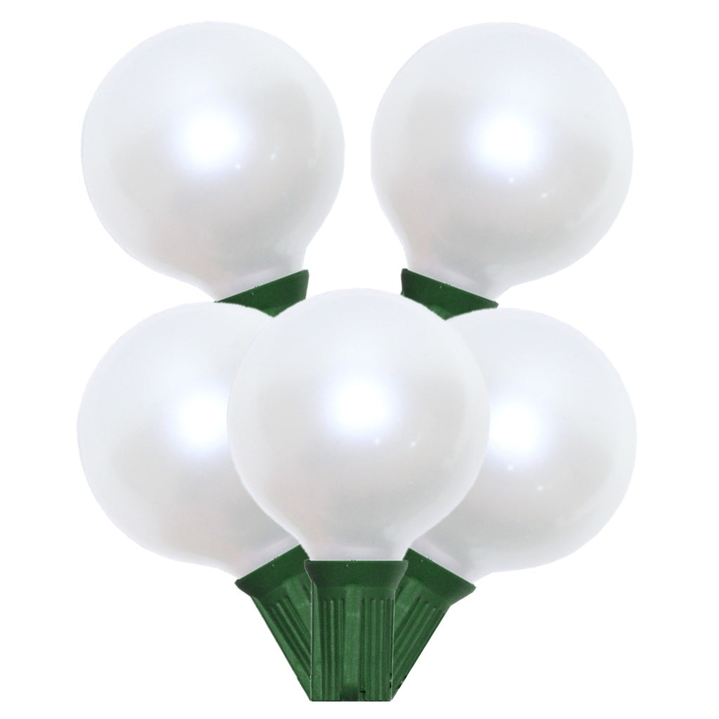 15 Light 15' Green Wire G50 Satin Pearl White String with 12" Spacing 1
