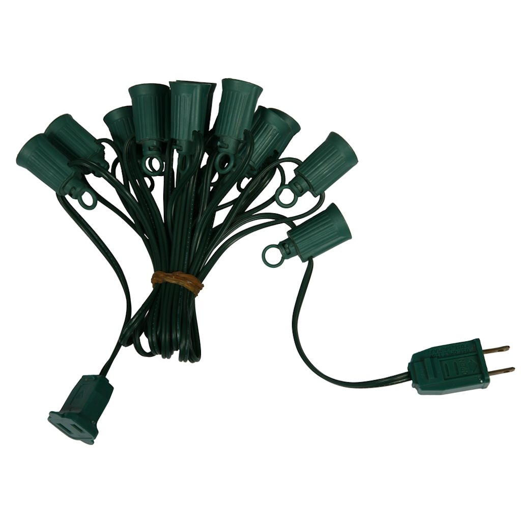 50 Light 50' Green Wire Empty C7 String with 12" Spacing 1