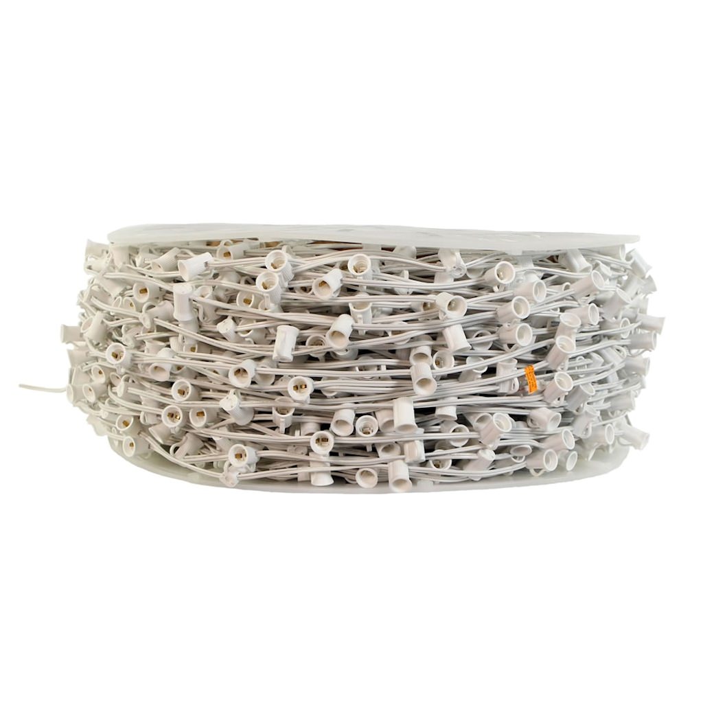 2000 Light 1000' White Wire Empty C7 String with 6" Spacing 1