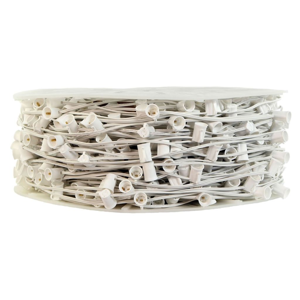 800 Light 1000' White Wire Empty C9 String Commercial Grade with 15" Spacing 1