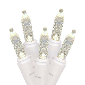 70 Light 9' White Wire Cool White M5 LED Icicle Light String with 3.5" Spacing 1