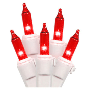 50 Light 16' White Wire Red Miniature String with 4" Spacing 1