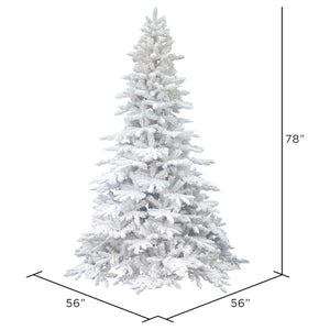 6.5' x 56" Artificial Unlit Flocked White Spruce 3