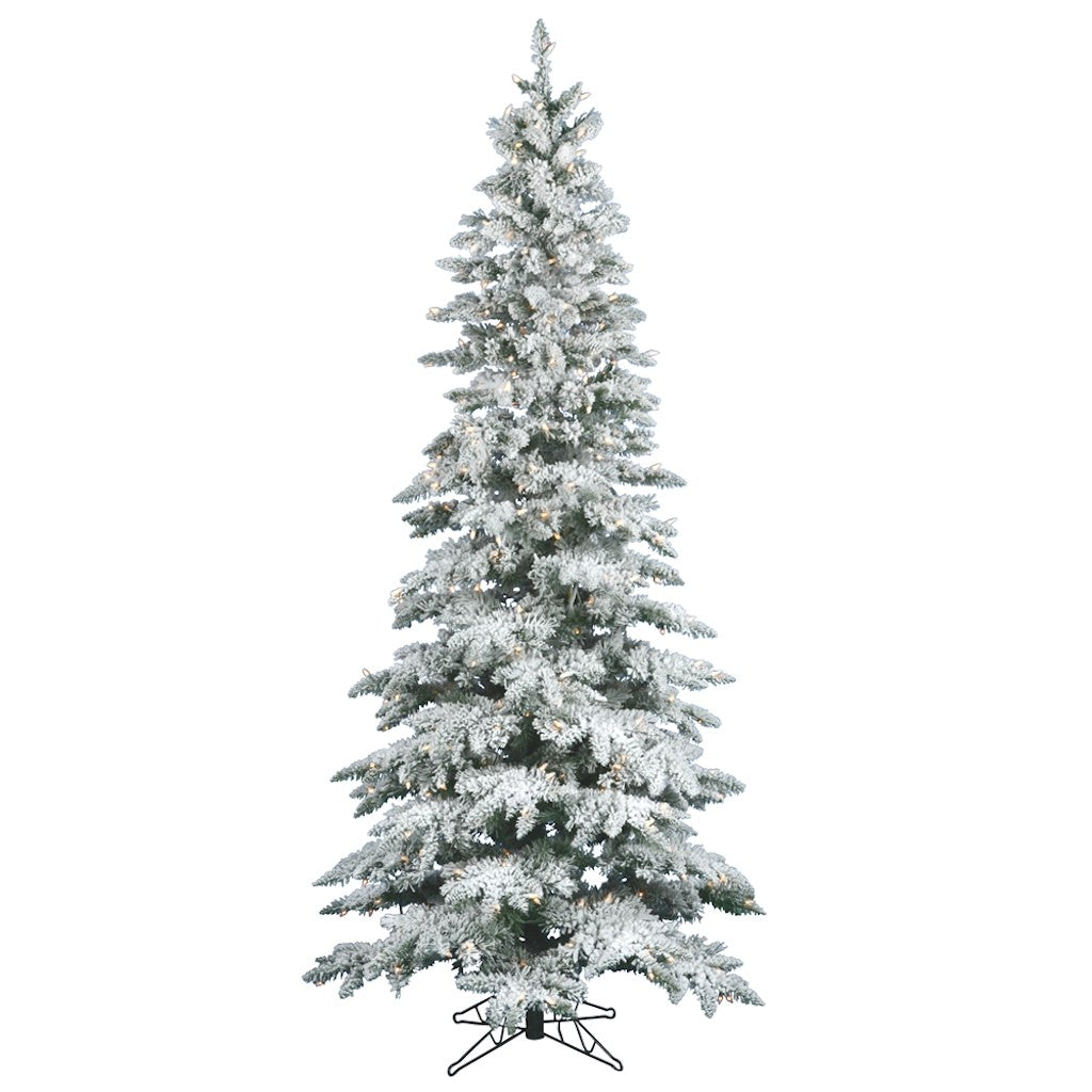 12' x 65" Artificial Flocked Slim Utica Fir 1,050 Warm White Italian LED Lights 1