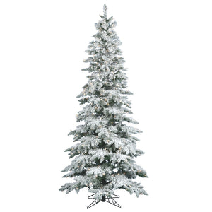 12' x 65" Artificial Flocked Slim Utica Fir 1,050 Warm White Italian LED Lights 1