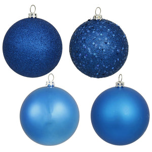 3" Blue Matte Shiny Sequin Glitter Ball Ornament (16 pack) 1