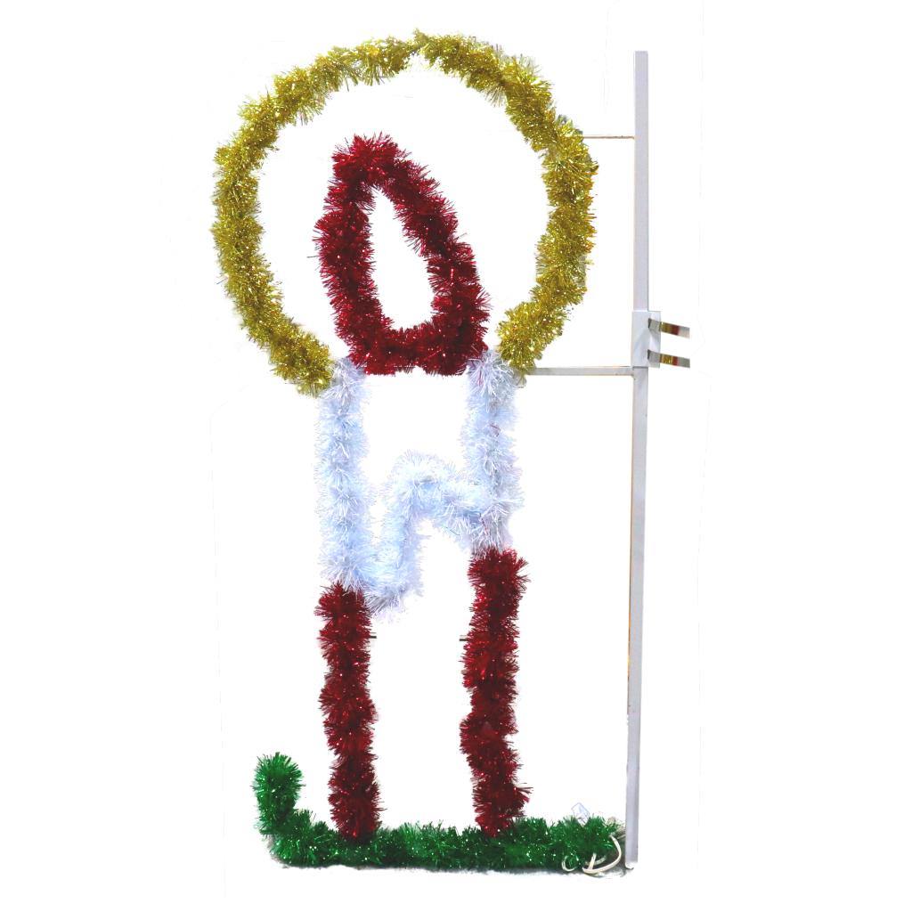 4' Metallic Candle with Halo LED C7 Lights Pole Mount Decoration 1