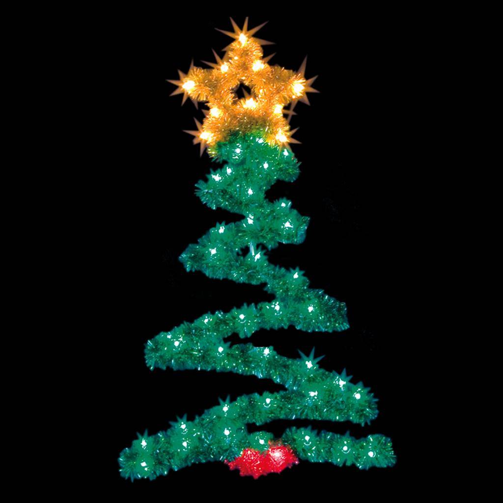 4' Metallic Zig Zag Tree LED C7 Lights Pole Mount Decoration 1