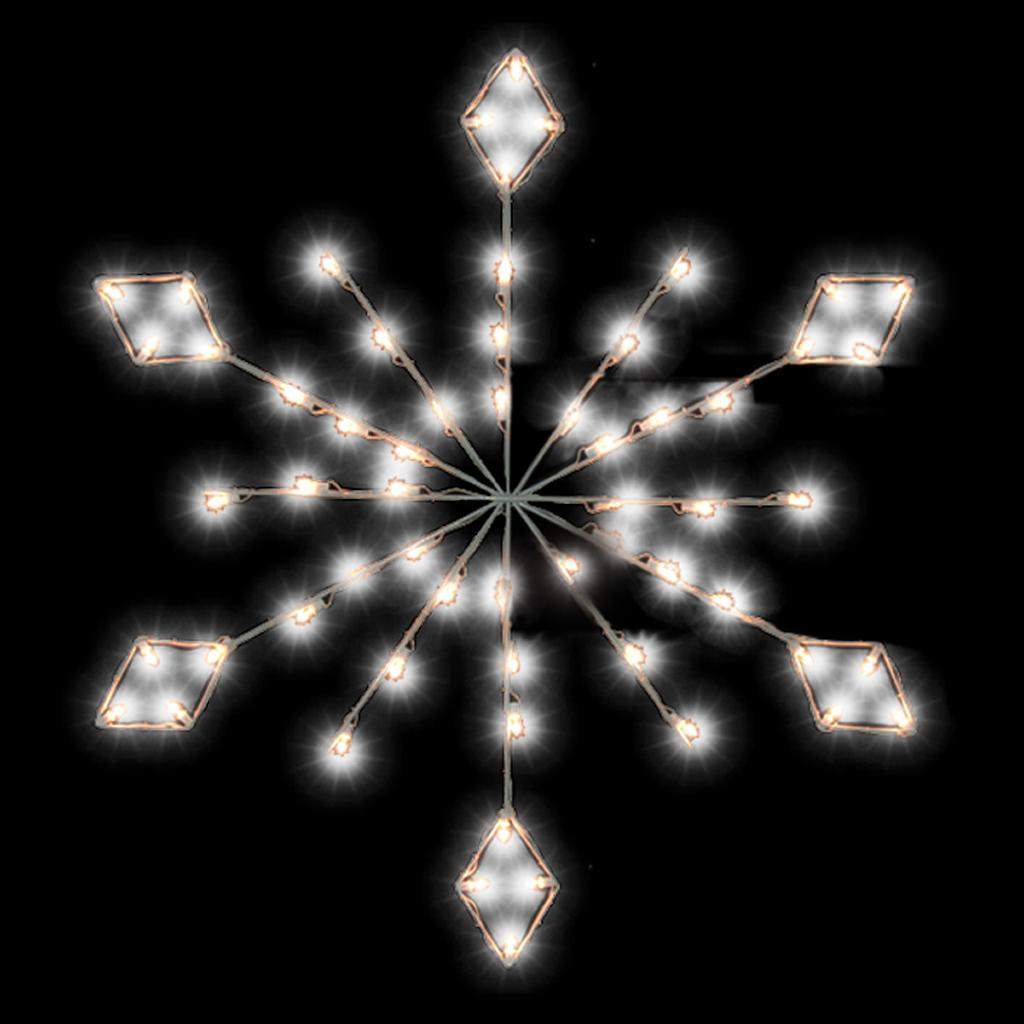 48 Light 4' Pure White C7 LED Diamond Snowflake Pole Decoration 1