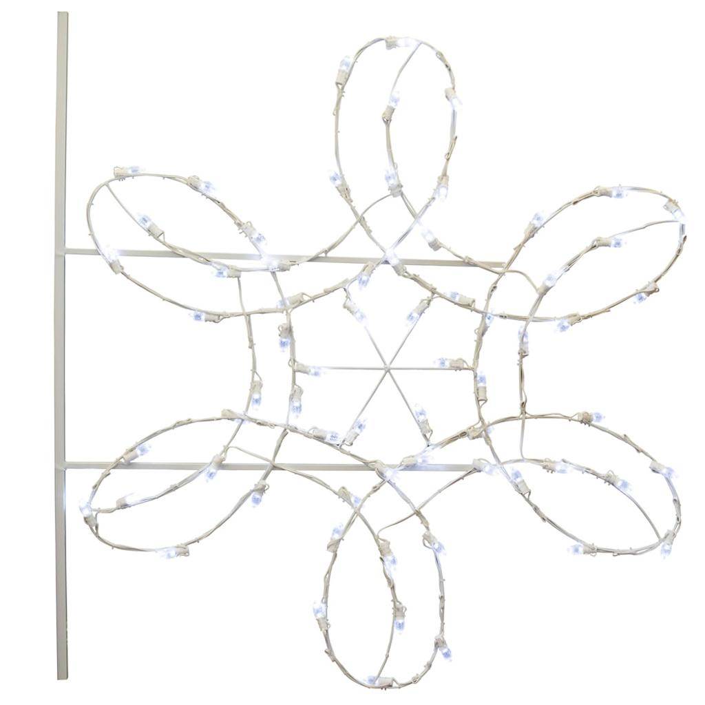 66 Light 4.5' Pure White C7 LED Double Spiral Snowflake Pole Decoration 1