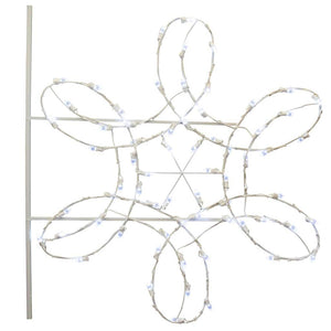 66 Light 4.5' Pure White C7 LED Double Spiral Snowflake Pole Decoration 1