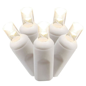70 Light 9' White Wire Warm White Wide Angle LED Icicle Light String with 3.5" Spacing 1