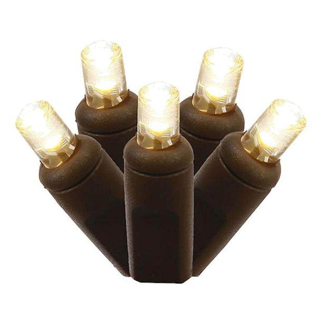 70 Light 9' Brown Wire Warm White Wide Angle LED Icicle Light String 1