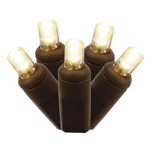 70 Light 9' Brown Wire Warm White Wide Angle LED Icicle Light String 1
