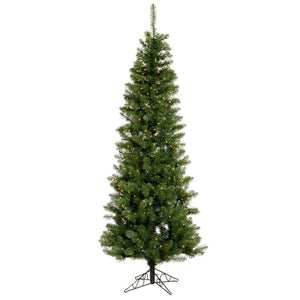 9.5' x 44" Artificial Salem Pencil Pine 450 Warm White Frosted Italian LED Lights 1