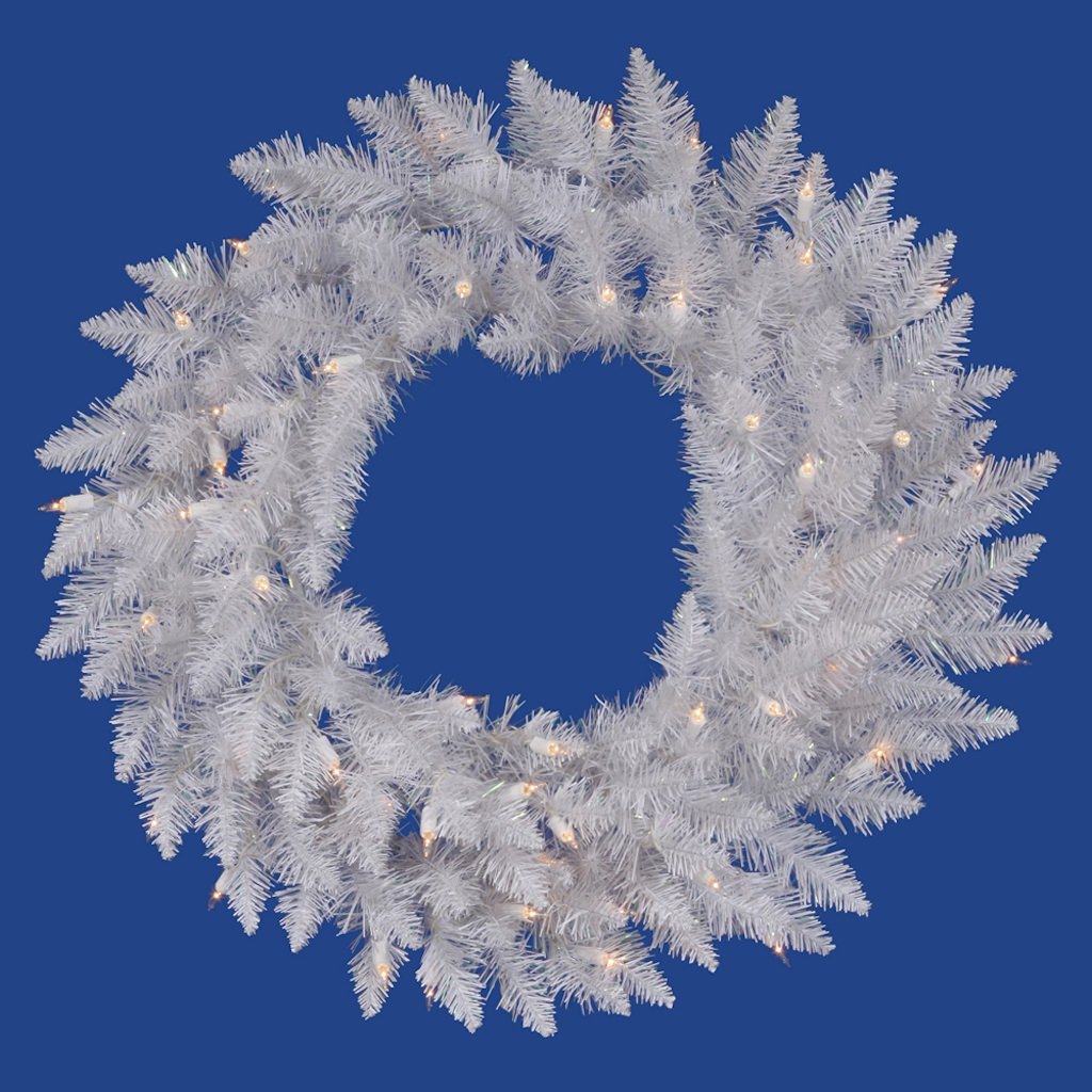 24" Artificial Sparkle White Spruce 50 Frosted Pure White Italian LED Lights 1