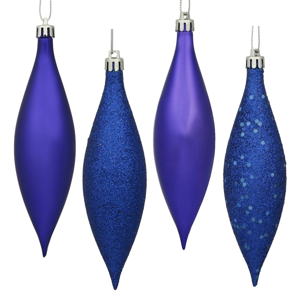 5.5" Cobalt Shiny Matte Glitter Sequin Drop Ornament (8 pack) 1