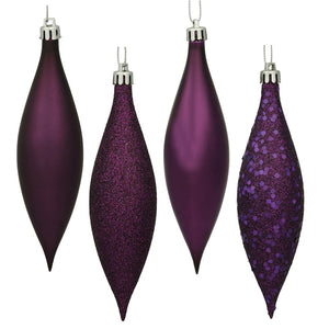 5.5" Plum Shiny Matte Glitter Sequin Drop Ornament (8 pack) 1