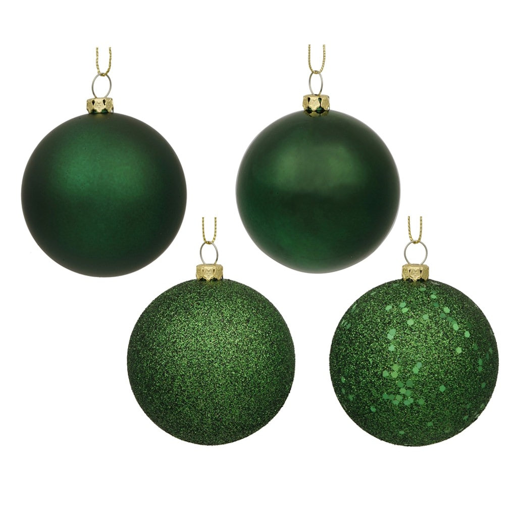 2.4" Emerald Shiny Matte Glitter Sequin Ball Ornament (24 pack) 1