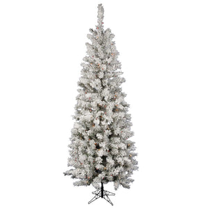 4.5' x 26" Flocked Pacific Pencil 150 Frosted Multi-Color Italian LED Lights 1
