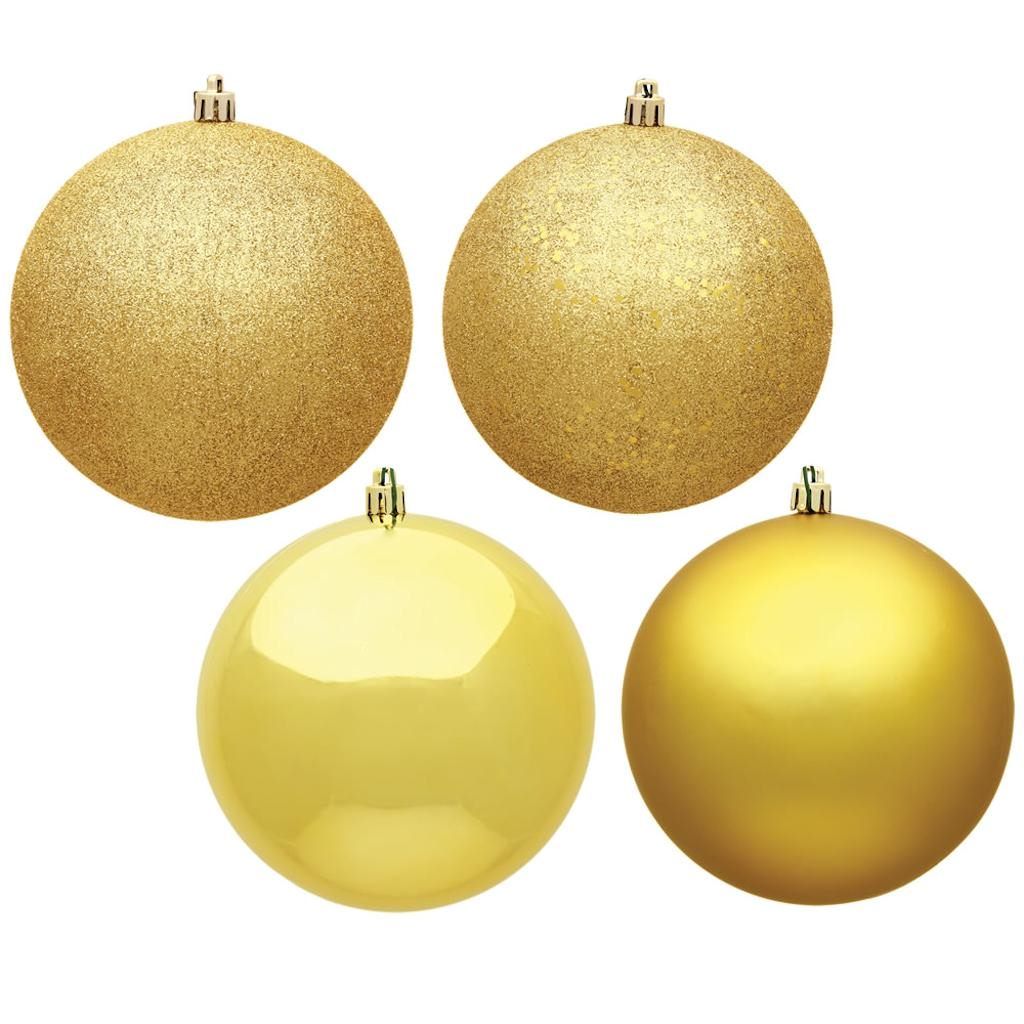 4" Honey Gold 4 Finish Matte / Shiny / Sequin / Glitter Ball Ornament (set of 12) 1