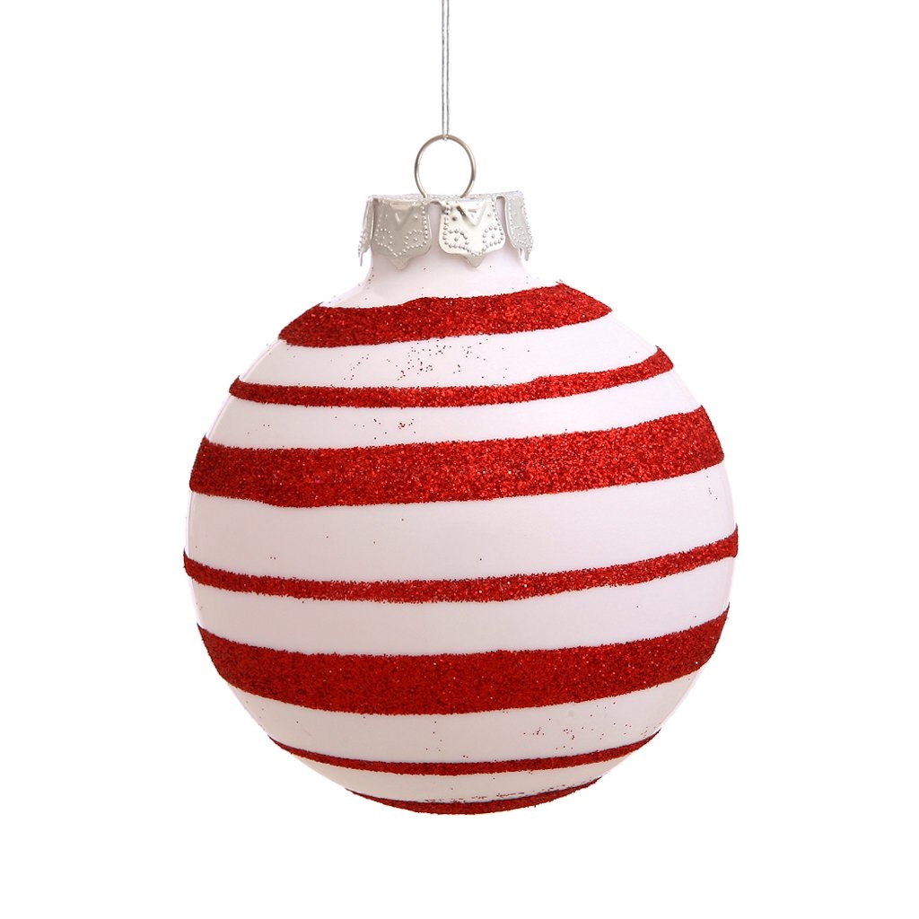 3" Candy Cane Ball Ornament (4 pack) 1