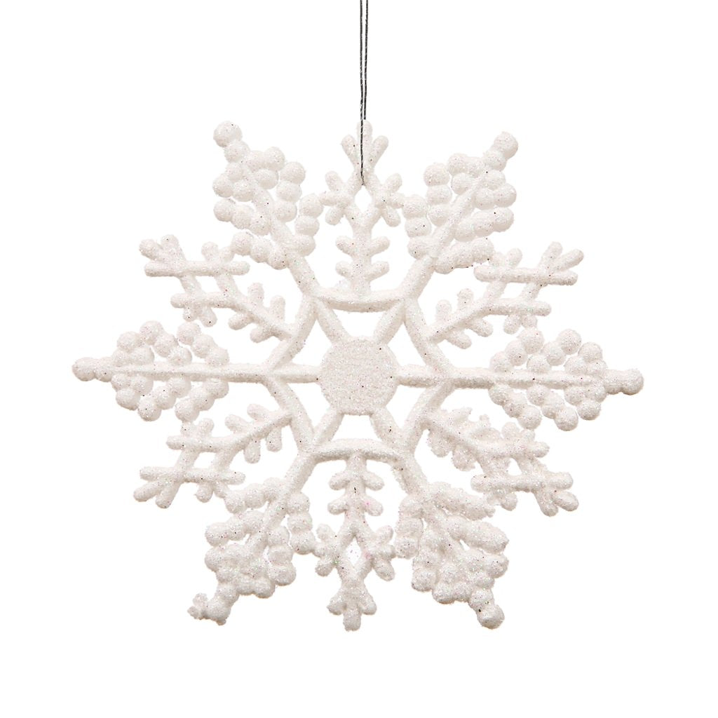 4" White Glitter Snowflake Ornament (24 pack) 1