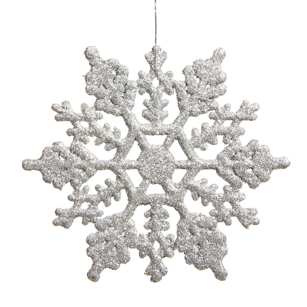 4" Silver Glitter Snowflake Ornament (24 pack) 1