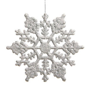 4" Silver Glitter Snowflake Ornament (24 pack) 1