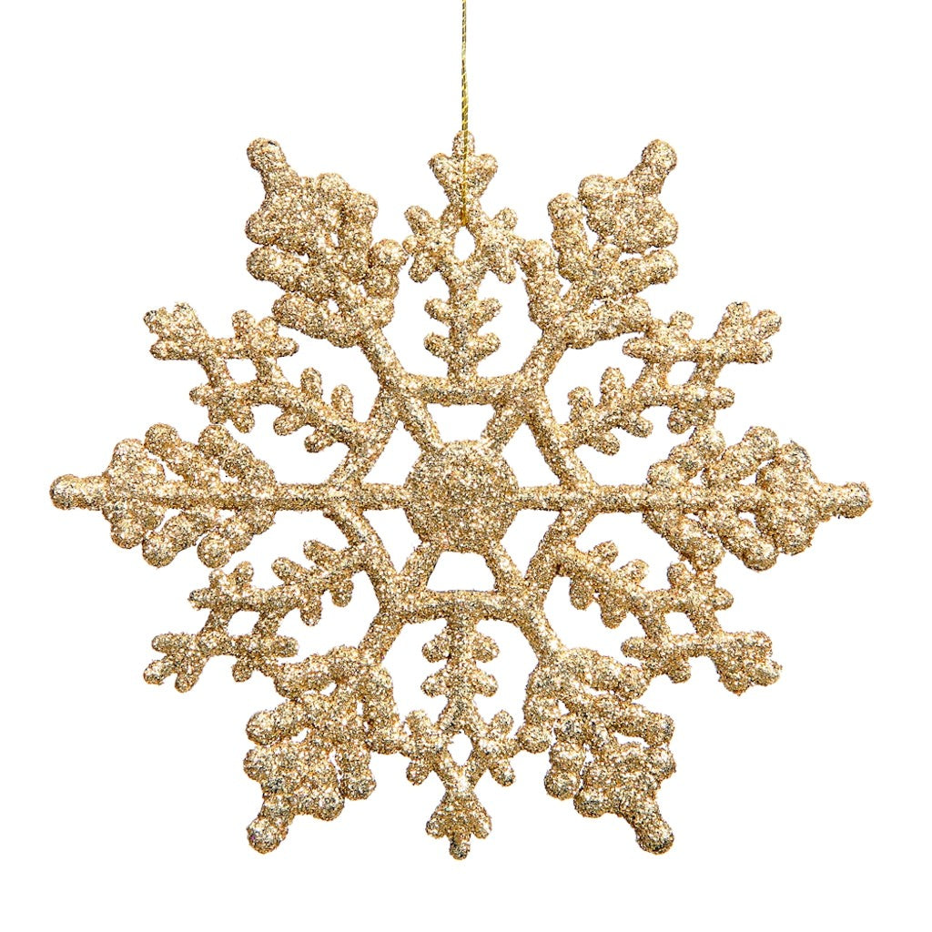 4" Gold Glitter Snowflake Ornament (24 pack) 1