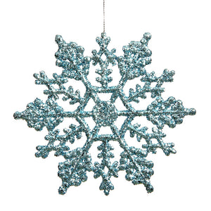 4" Baby Blue Glitter Snowflake Ornament (24 pack) 1