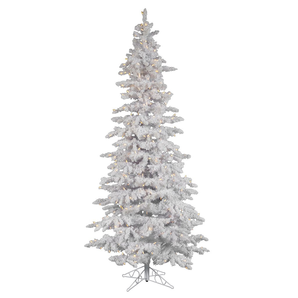 7.5' x 43" Artificial Flocked White Slim 400 Warm White Italian LED Lights 1