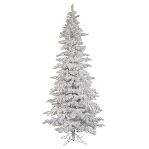 7.5' x 43" Artificial Flocked White Slim 400 Warm White Italian LED Lights 1