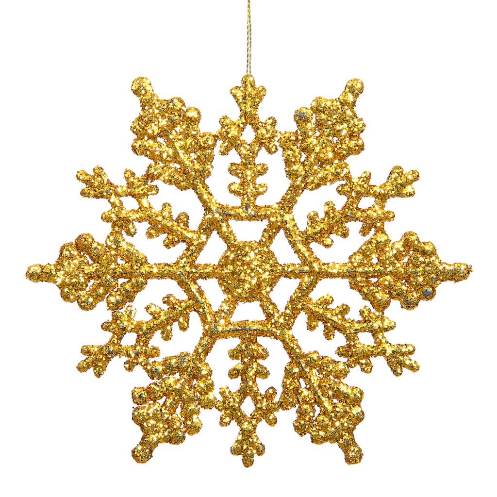 4" Antique Gold Glitter Snowflake Ornament (24 pack) 1