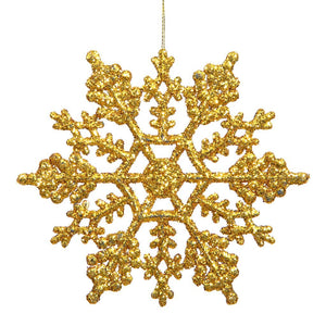4" Antique Gold Glitter Snowflake Ornament (24 pack) 1