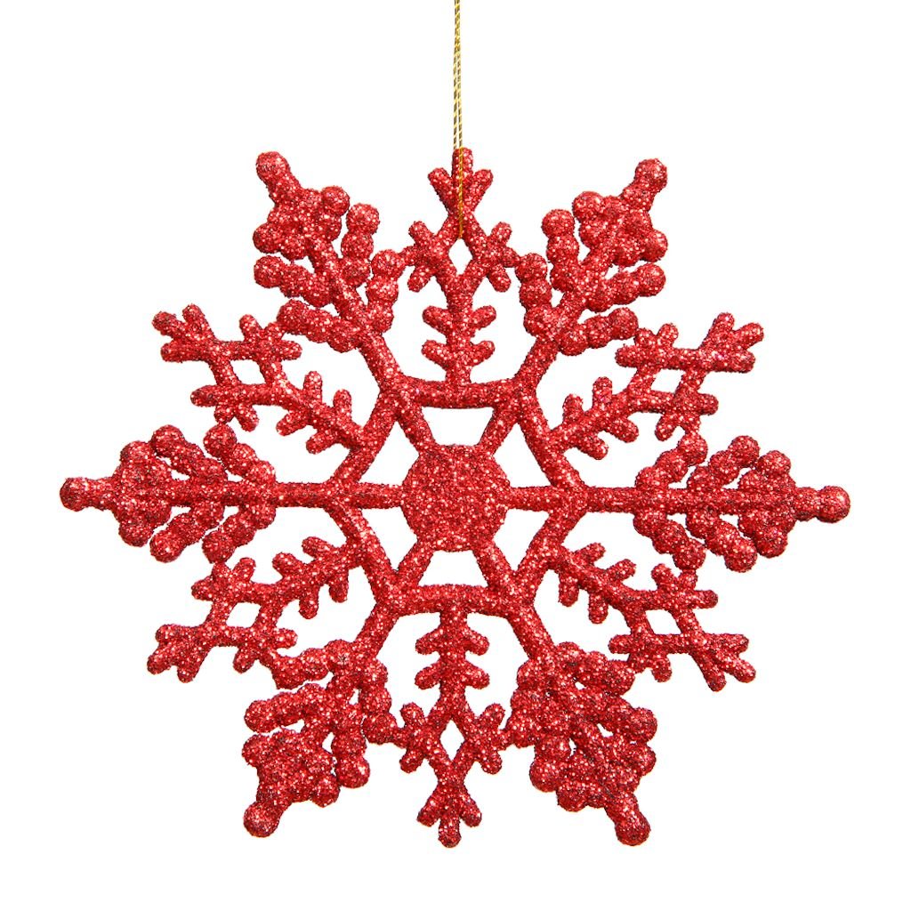 6.25" Red Glitter Snowflake Ornament (12 pack) 1