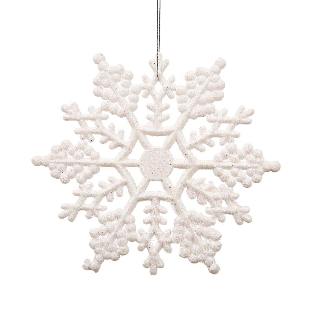 8" White Glitter Snowflake Ornament (12 pack) 1