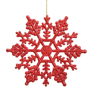 8" Red Glitter Snowflake Ornament (12 pack) 1