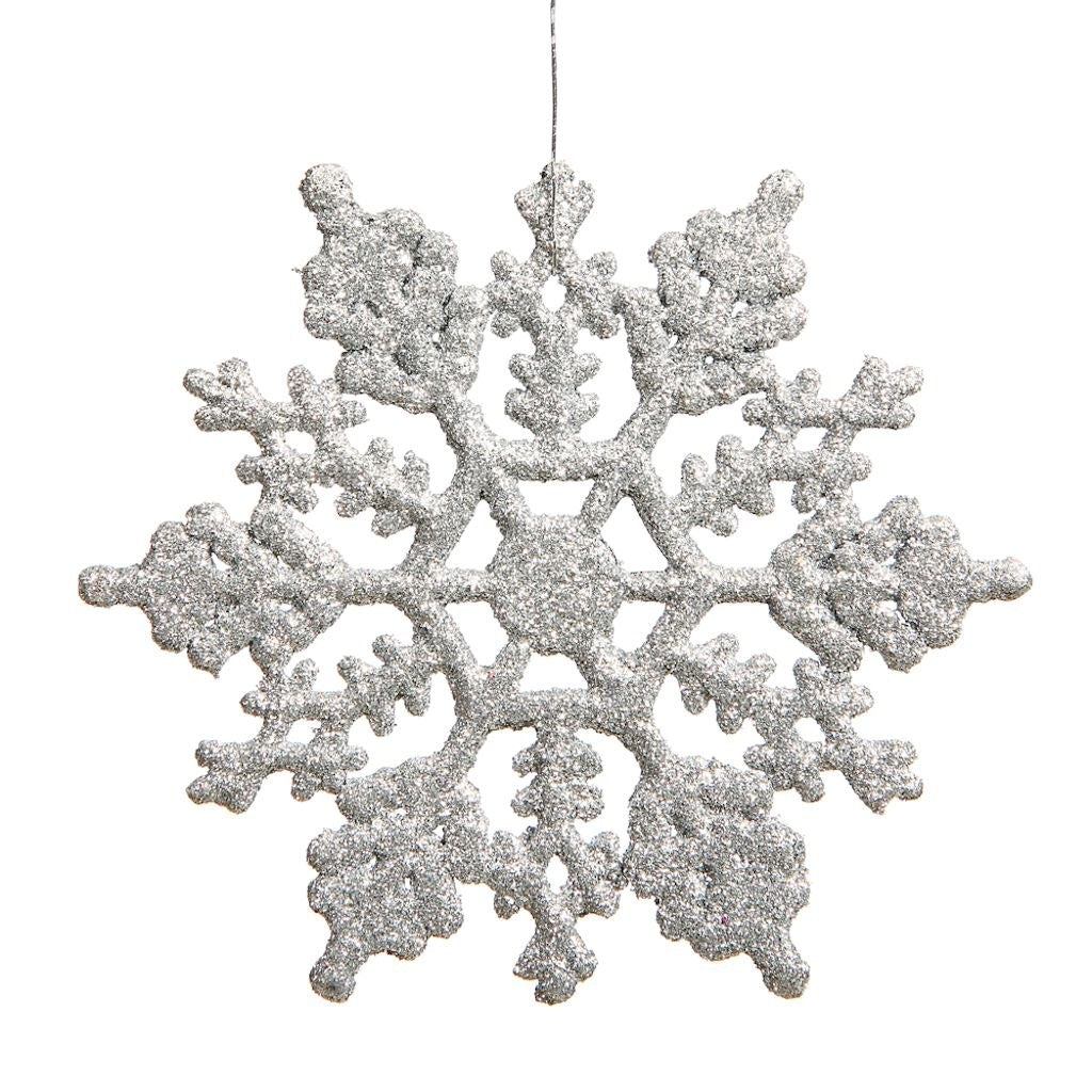 8" Silver Glitter Snowflake Ornament (12 pack) 1