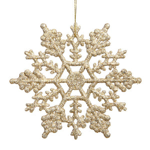 8" Champagne Glitter Snowflake Ornament (12 pack) 1