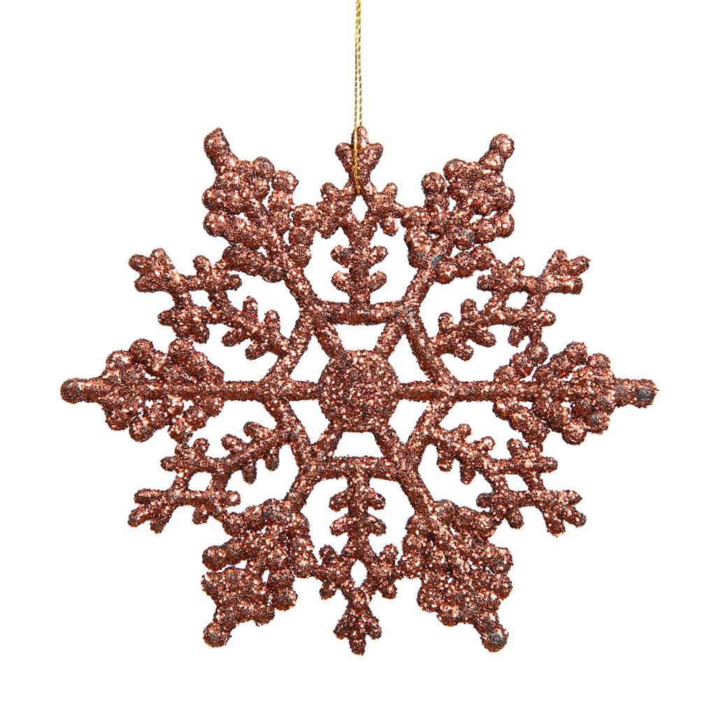 8" Mocha Glitter Snowflake Ornament 1