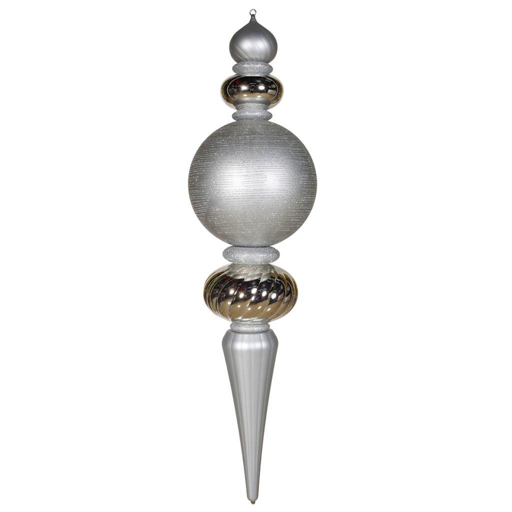 62" Silver Shiny / Matte / Glitter Finial Ornament 1