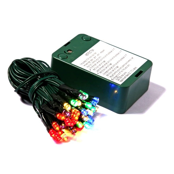 20' 50 Light Green Wire Multi-Color Battery Operated LED Miniature String with Timer 2