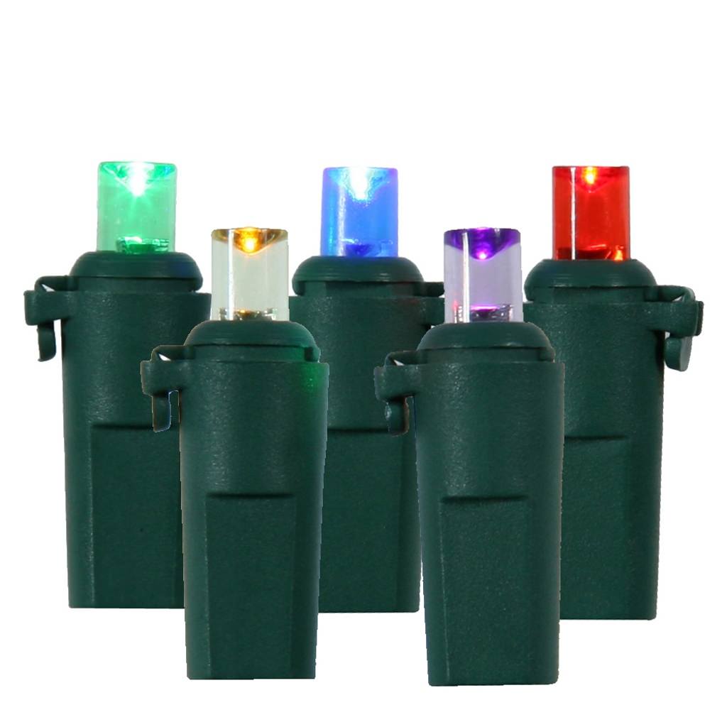 20' 50 Light Green Wire Multi-Color Battery Operated LED Miniature String with Timer 1