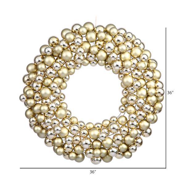 36" Gold Colored Ball Ornament Wreath 2